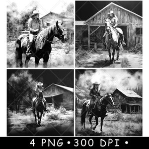 Cowgirl grange rustique ferme équestre ranch pays fichier laser sous-bock graver en niveaux de gris ardoise image PNG graver noir blanc gravure CO2 Cnc