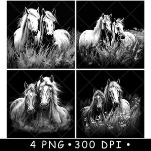 Cavalli Coppia Prateria Coppia Scena Mustang Arabo Sottobicchiere Laser File Ardesia Incisione Incisione Nero Bianco PNG,Immagini,Glowforge,LightBurn,CO2,Cnc