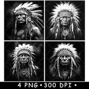 Testa di capo indiano guerriero nativo americano Navajo Man Coaster Laser File Ardesia Incisione Incisione Nero Bianco PNG,Glowforge,LightBurn,CO2,xtool,Cnc