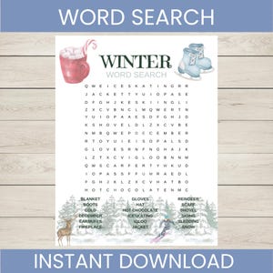 Winter Word Search | Winter Printable Game | Winter Party Game | Winter Classroom Game | Winter Game | Winter Activity for Kids & Adults