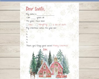 Carta a Papá Noel para imprimir Carta a Papá Noel fácil de imprimir Carta a Papá Noel Descarga instantánea Plantilla para Papá Noel Carta a Papá Noel