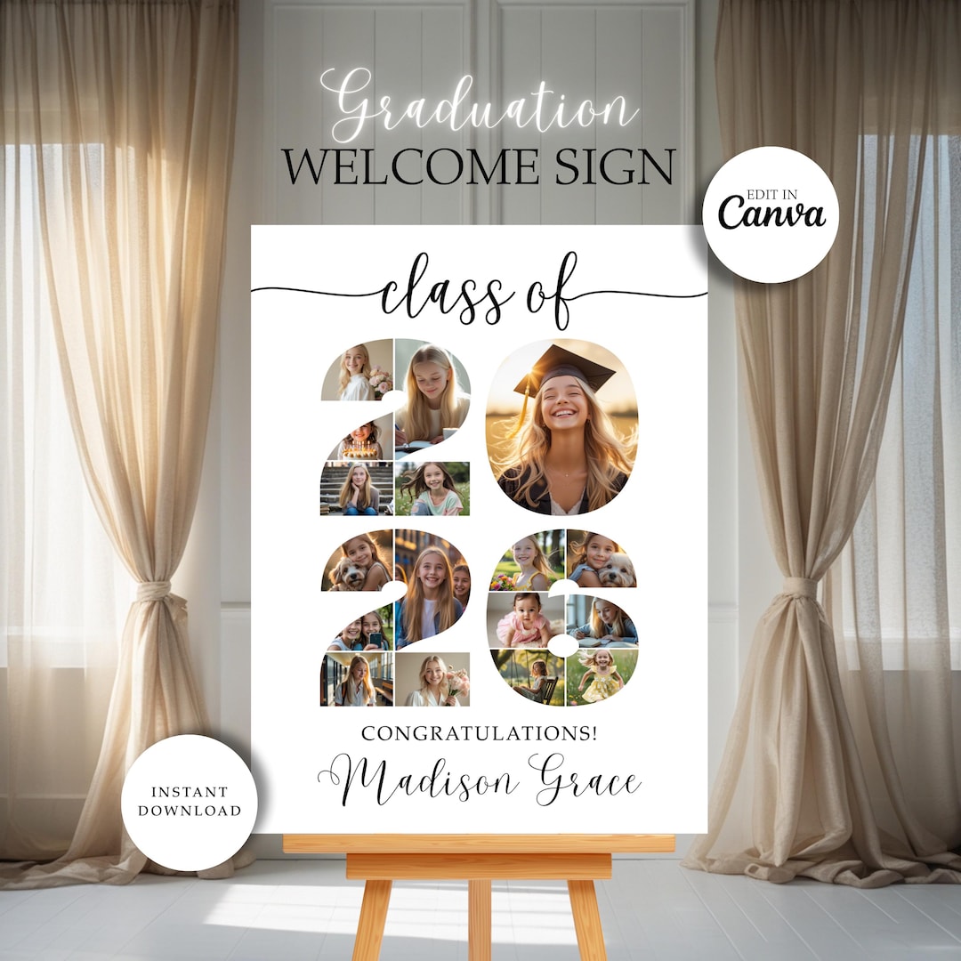 Senior Graduation Photo Collage Poster - Editable Class of 2026 Canva ...