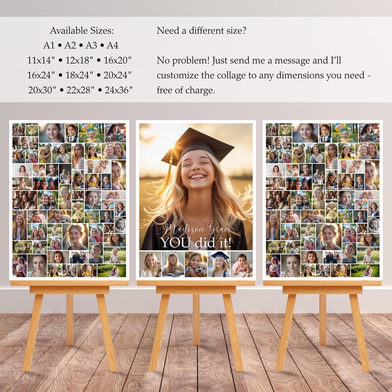 Graduation Photo Collage Welcome Sign | Editable Canva Poster Display ...