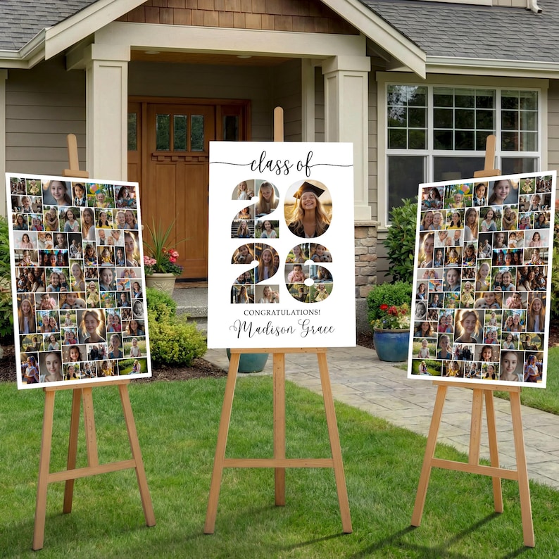 Sign Collage Design Graduation Photo Collage Welcome Sign | Editable Canva Poster Display ...