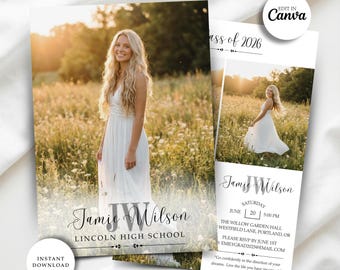 Modern Graduation Invitation with Photo | Canva Grad Announcement Template | Class of 2026