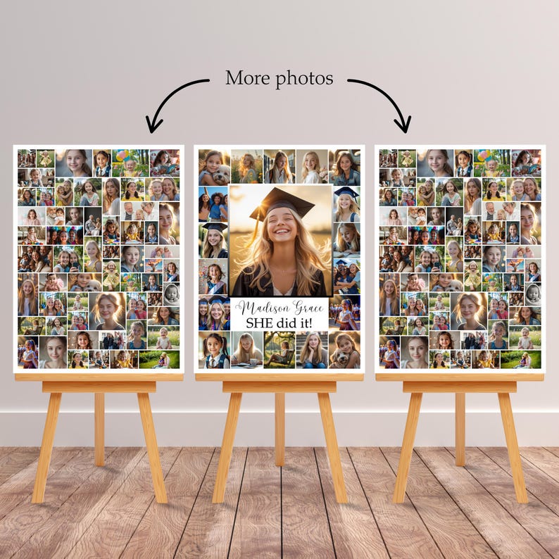 Graduation Photo Collage for Girl or Boy | Editable Canva Welcome Sign ...