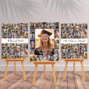 Collage de fotos de graduación para niña o niño, cartel de bienvenida editable en Canva, póster de graduación, recuerdo de fiesta de graduación, regalo para la generación de 2025