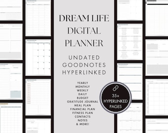 Undated Digital Planner, GoodNotes iPad, Hyperlinked Daily Weekly Monthly (Digital Download)
