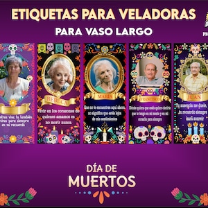 Etiquetas de velas do Dia dos Mortos