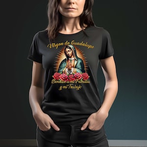 Virgen de Guadalupe, Nuestra señora de guadalupe Bendice a mi Familia y mi trabajo,PNG para impresión en DTF y Sublimación