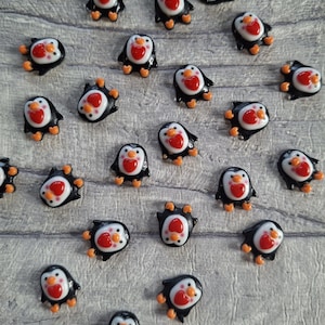 25 cabochons en résine avec coeur, petit pingouin, mini cabochons, fabrication de bijoux