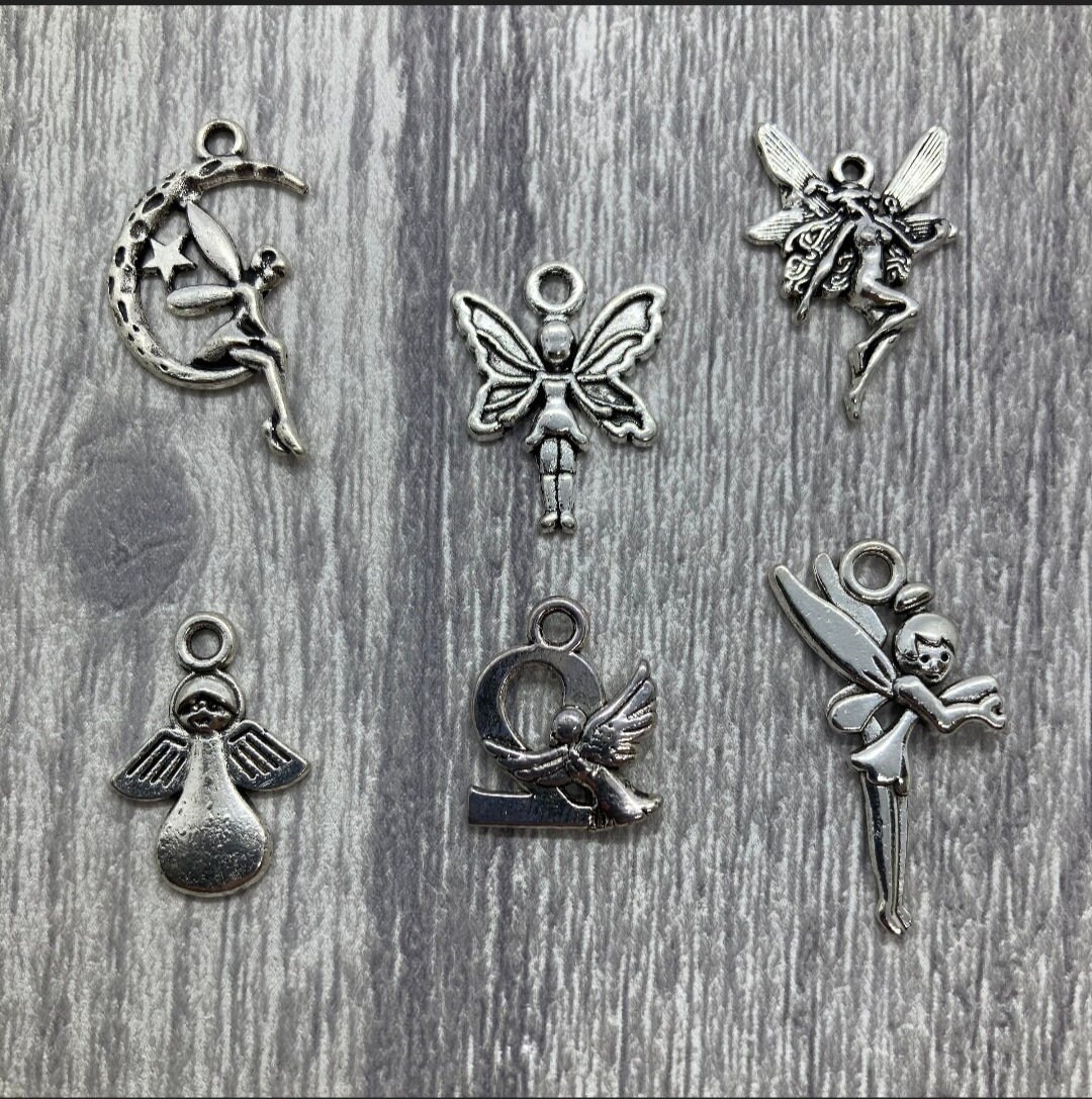 Angel Charms Fairy Angel Pendants Alloy Angel Wing Charms Tibetan Styles Charms For Jewelry Making Mixed Colordiy