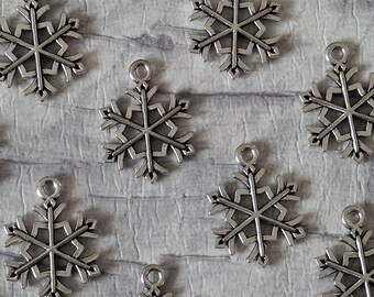 Antique Silver Snowflake Charms, Tibetan Style, Jewellery Making