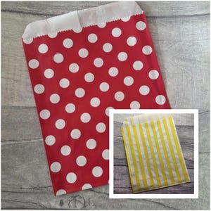Sacs en papier à rayures jaunes, 5 x 7 pouces, Sacs de bonbons, Pochettes à bijoux, Pochettes pour cadeaux de mariage, Pochettes cadeaux