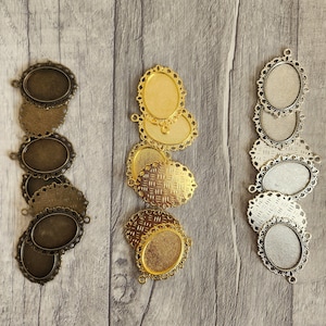 Cabochon Settings, 25x18mm Tray, Silver, Gold, Antique Bronze, Jewellery Craft Making