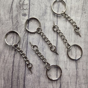 Keyring O Rings with Dangly Screw In End, Silver Coloured