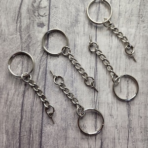 Keyring O Rings with Dangly Screw In End, Silver Coloured