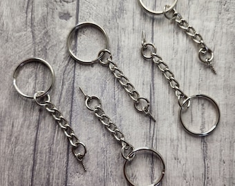 Anneaux toriques pour porte-clés avec extrémité à visser pendantes, argenté