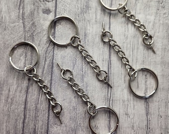 Keyring O Rings with Dangly Screw In End, Silver Coloured