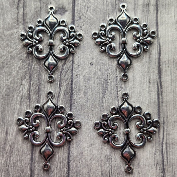 Rhombus Chandelier Component Links x 4, Tibetan Style, Earring Necklace Connectors, Jewellery Connectors, Jewellery Craft Making