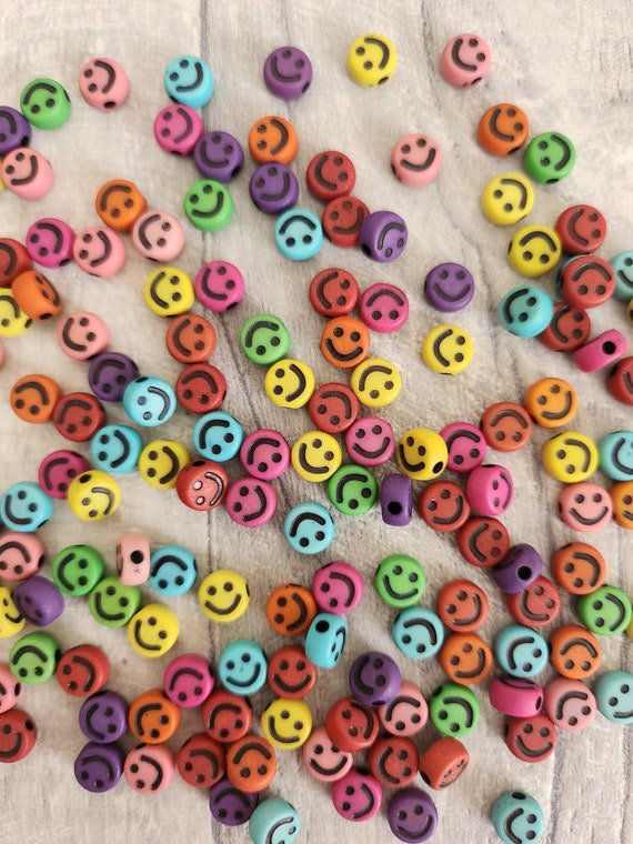100 Perline Acriliche Con Faccina Sorridente Gialle 10mm Per Creare Gioielli Fai Da Te: Bracciali E Collane Divertenti