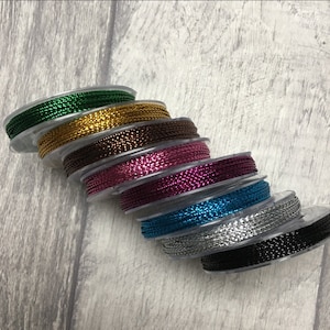 10 Metres Metallic Cord, 0.6mm Thickness, Christmas Cord, Craft Making