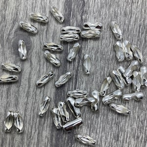 Łączniki do łańcuszków kulkowych, kolor srebrny, platerowane, 10 g, 9 mm x 3 mm, pasujące do 2,4 mm, wyroby jubilerskie