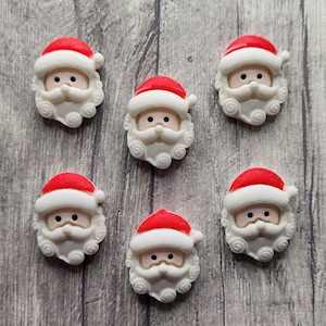 Cabochões de Papai Noel x 6 - Natal - Pai Natal - Enfeites de artesanato - Scrapbooking - Projetos de artesanato