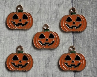 Enamel Pumpkin Charms | Halloween Jewelry Making (5 Pieces)