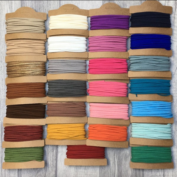 5 Metres Faux Suede Cord, 3mm, Various Colours, Jewellery Craft Making
