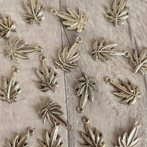 Marijuana Leaf Charms, Weed Leaves Charms, Tibetan Style,  Antique Silver, Jewellery Craft Making