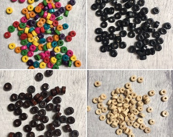 Contas de madeira, 50g de vários designs, redondo plano, fabricação de joias artesanais