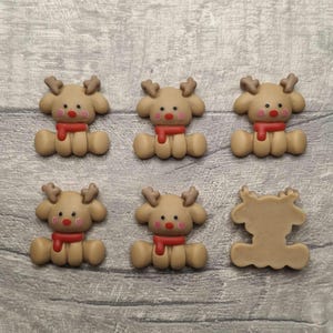 Cabochon di renna x 6 - Natale - Rudolph - Abbellimenti artigianali - Scrapbooking - Progetti artigianali