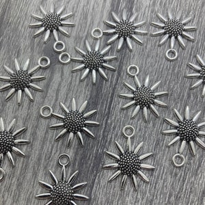Flower Charms, Tibetan Style, Antique Silver, Summer Charms, Jewellery Craft Making