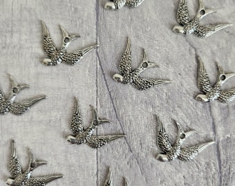 Swallow Charms, Tibetan Style, Antique Silver, Jewellery Craft Making