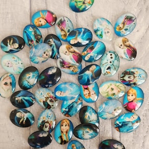 Frozen Glass Cabochons x 10, Oval Flatback, Crafts, Scrapbook Craft Making