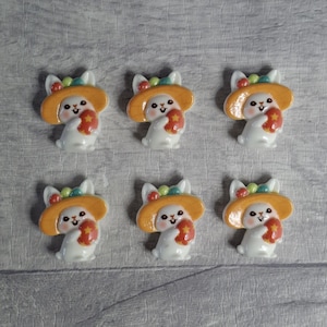 Easter Bunny Resin Cabochons x 6, Rabbit Cabochons, Jewellery Craft Making