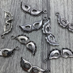Masquerade Mask Charms Tibetan Style, Antique Silver, Party Charms, Mardi Gras Charms, Jewellery Craft Making