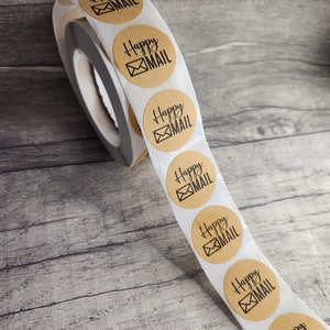 Happy Mail Stickers, 25mm Postage Stickers, Sealing Stickers, Kraft Stickers