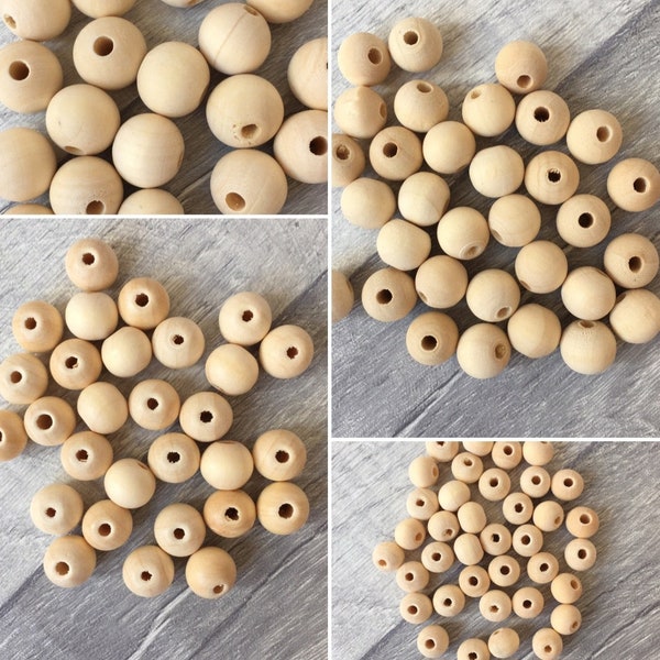 Macrame Beads, Natural Unfinished Wood, Spacer Beads, Craft Making, Various Sizes