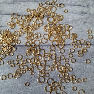 21 Guage Jump Rings, Gold Coloured, 20 Grams, 4mm, 5mm, 6mm, 7mm, 8mm, Jewellery Craft Making