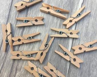 Mini Natural Wooden Pegs, Craft Supplies (25mm)
