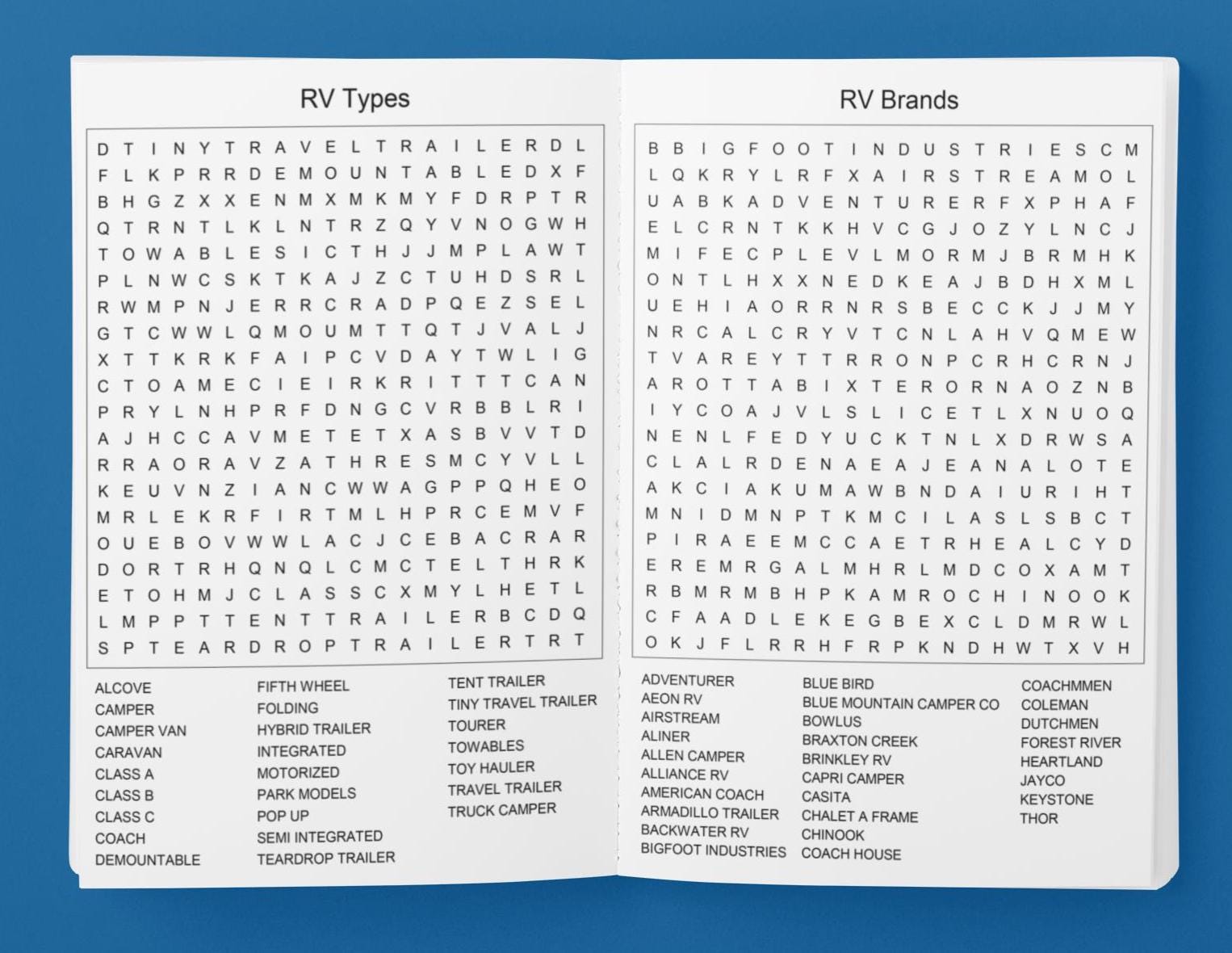 Rv Words RV Word Search: Gift Book for Camper & Motorhome Owners - Etsy