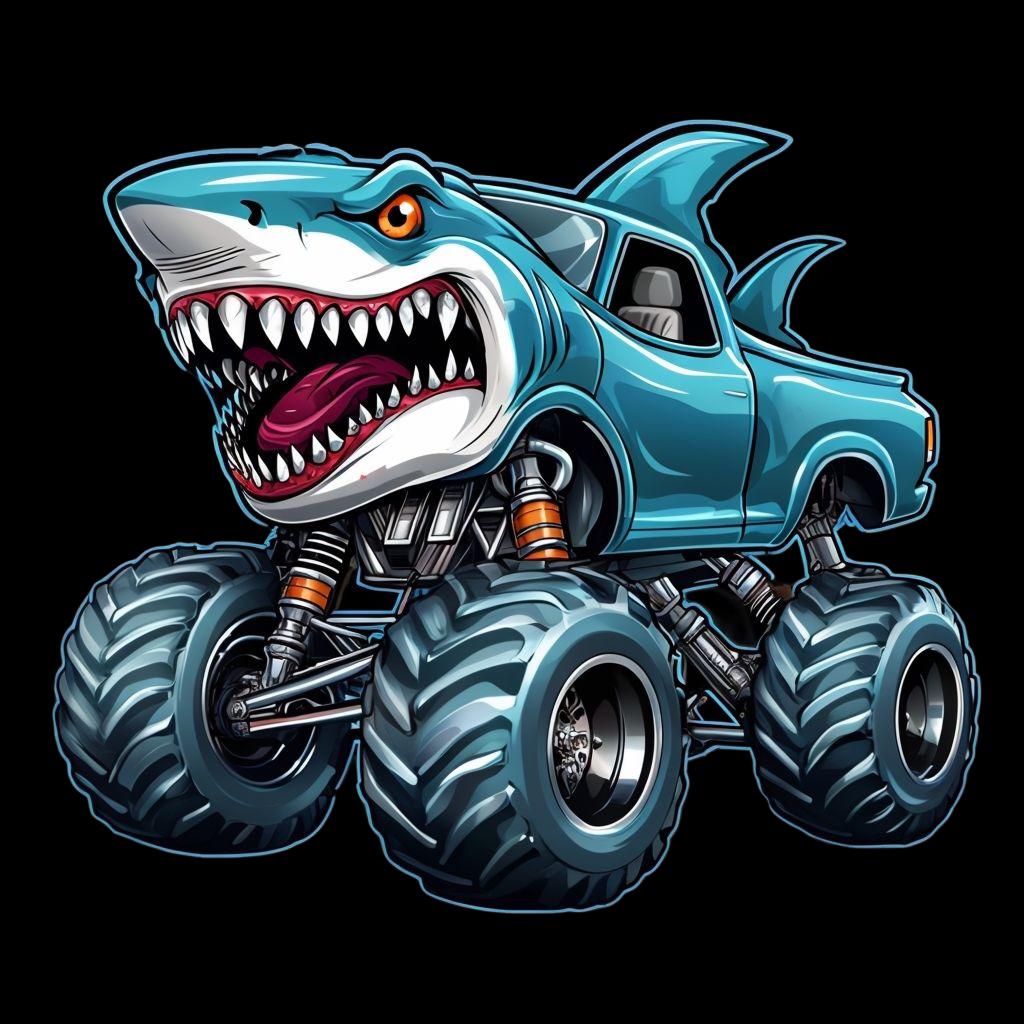 Megalodon Monster Truck PNG - Max D and Monster Truck Sublimation Design, Digital Download for Crafts & Projects