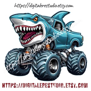 Megalodon Monster Truck PNG - Max D and Monster Truck Sublimation Design, Digital Download for Crafts & Projects