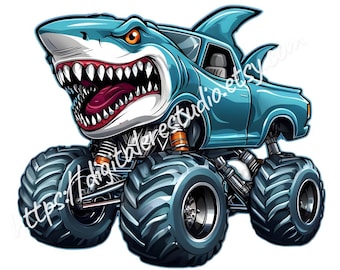 Megalodon Monster Truck PNG - Max D and Monster Truck Sublimation Design, Digital Download for Crafts & Projects
