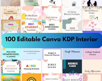 100 Editable Canva KDP Interior