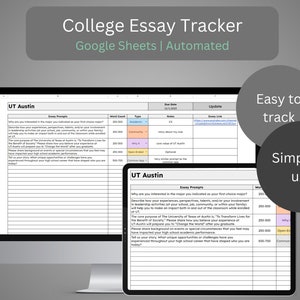 College Application Essay Planner, Organizer, Tracker, Tips, Google Sheets Template