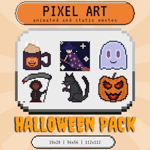 Halloween Emotes 6 Pack | Animated and Static Pixel Art | Twitch/Discord | Digital Download