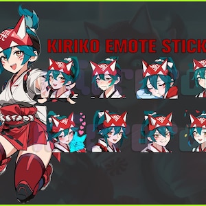 Kiriko Overwatch 2, Twitch, Discord, Youtube, YT, pakiet naklejek Emoji Emote! 256 px i 112 px (zestaw 10 naklejek!)